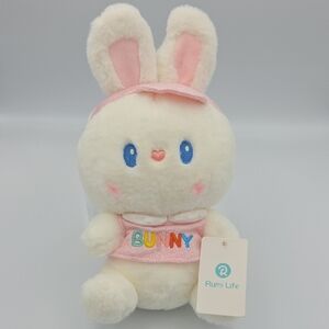Rumi Life Soft Pink White Rabbit Bunny Heart Nose Stuffed Animal Plush NWT 11"